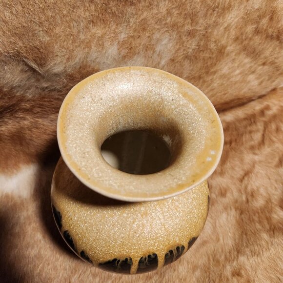 Mid Century Modern Textured Drip Glaze Ceramic Vase - Picture 5 of 6